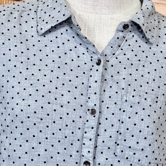 Maurices Large Chambray Polka Dot Button Front Shirt Casual Office - Picture 4 of 9